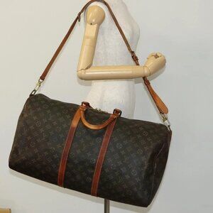 LOUIS VUITTON Monogram Keepall Bandouliere 55 Boston Bag